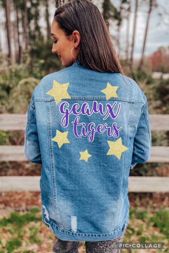 Painted Denim Jacket // Geaux // Tigers 