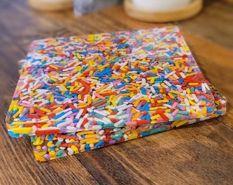 Confetti Sprinkle Coasters (Set of 2): Personalized Resin Coasters
