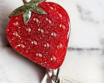 Strawberry Badge Reel | Nurse Retractable ID Holder | Kawaii | Teacher Gift
