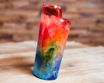 Rainbow Resin Lighter Case, Handmade BIC J6 Holder