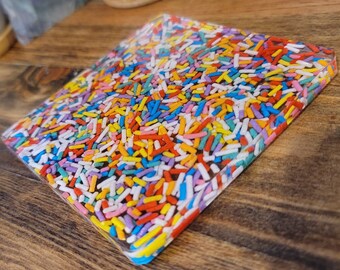 Confetti Sprinkle Coaster (Single) ~ Personalized Coaster ~ But First Coffee ~ Rainbow Pride Coasters