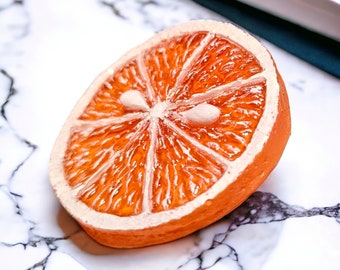 Suporte para celular em formato de fatia de laranja perfumada: resina artesanal, opção magnética.