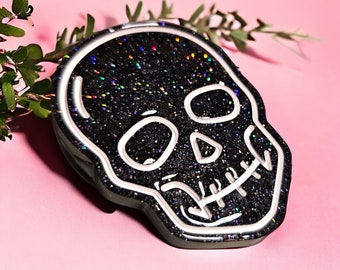 Glitter Skull Phone Grip, Magnetic Halloween Accessory