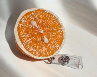 Citrus Slice Badge Reel, ID Holder, Retractable Badge Reel, Realistic Food Badge Real