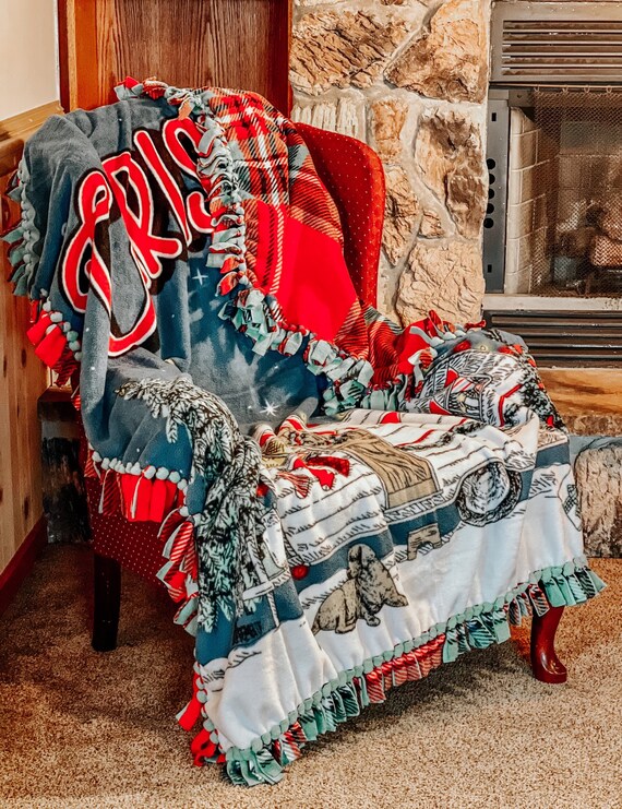 Christmas Movie Double Thick Fleece Tie Blanket Christmas Camper