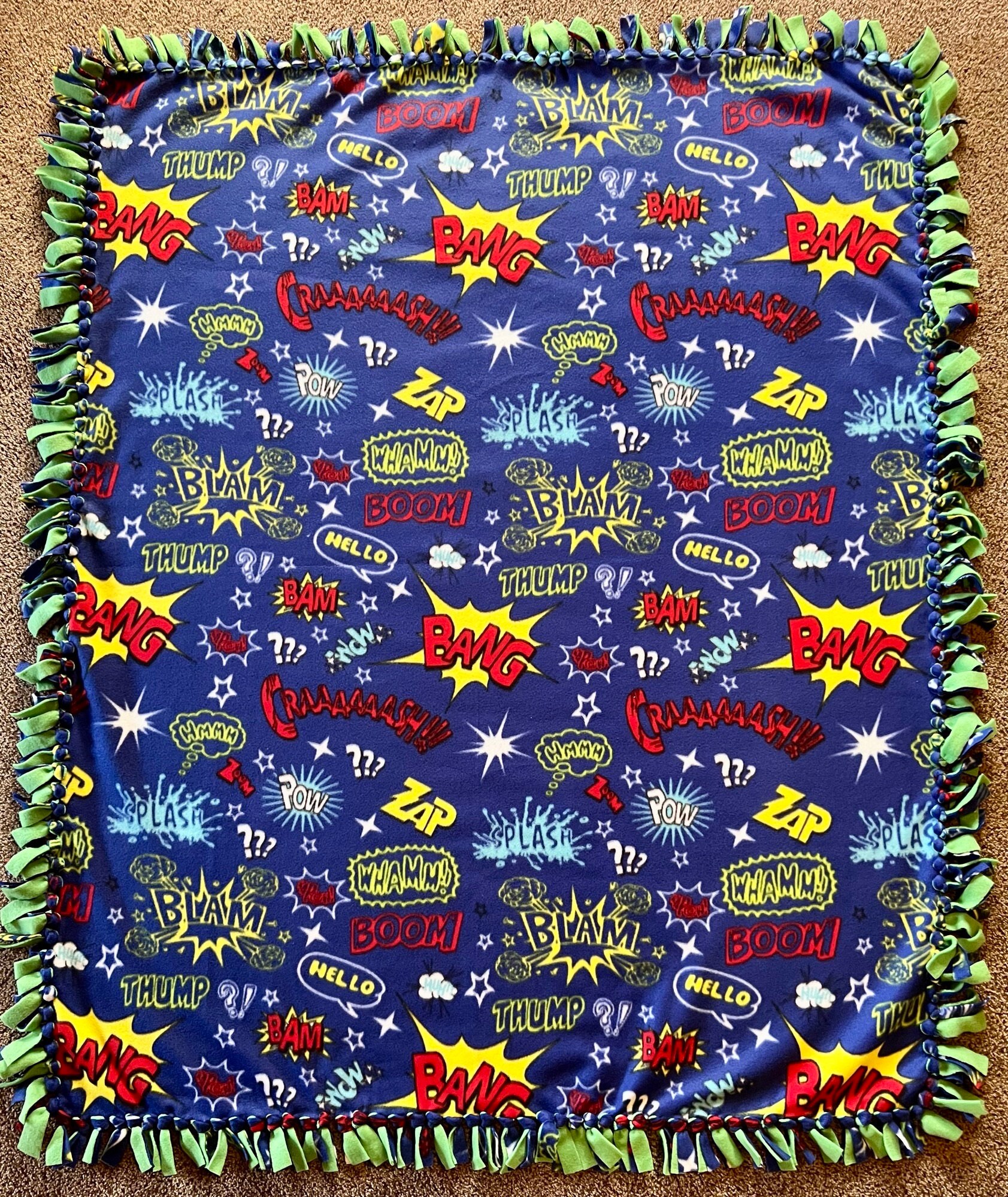 Cartoon Blurbs Double Thick Fleece Tie Blanket Throw Blanket for Boys