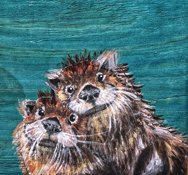 Otter Friends 11in x 14in print image 1