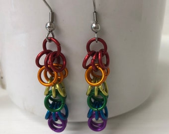 Colorful Shaggy Loops Chainmaille Earrings