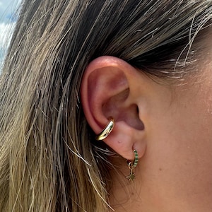 Ear Cuff, 925 Sterling Silver, 18ct Gold plating, Ear Cuff, Single Earring, Ear Wrap, No Piercing, Minimalist, trendy ear cuff