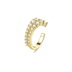 Zirconia Ear Cuff, 925 Sterling Silver, 18ct Gold plating, Cubic Zirconia, Ear Cuff, Single Earring, Ear Wrap, No Piercing, Minimalist