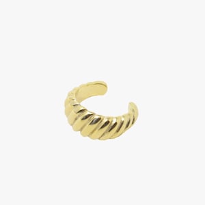 Ear Cuff, 925 Sterling Silver, 18ct Gold plating, Ear Cuff, Single Earring, Ear Wrap, No Piercing, Minimalist, Croissant Ear Cuff