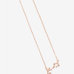 May include: A rose gold necklace with a delicate chain and a Sagittarius constellation pendant.