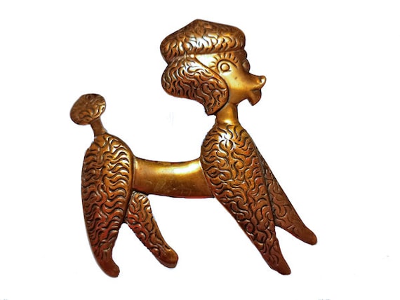 Copper Poodle Pin - Dog pin, French poodle pin, vi