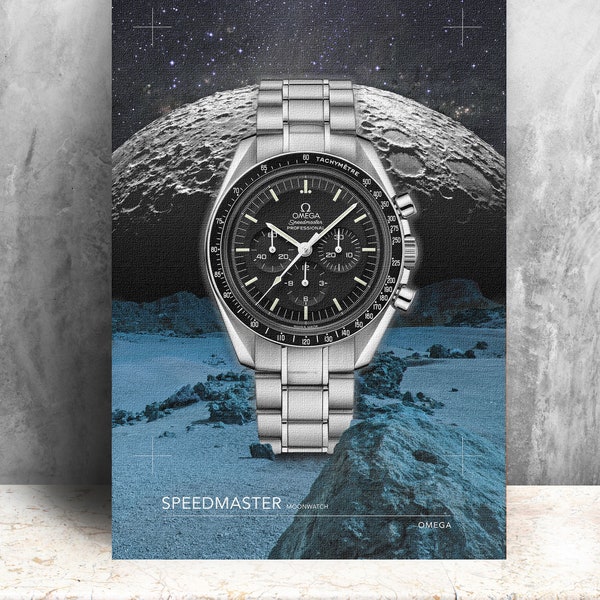 Omega Speedmaster moonwatch print on canvas. Bold graphic art on canvas