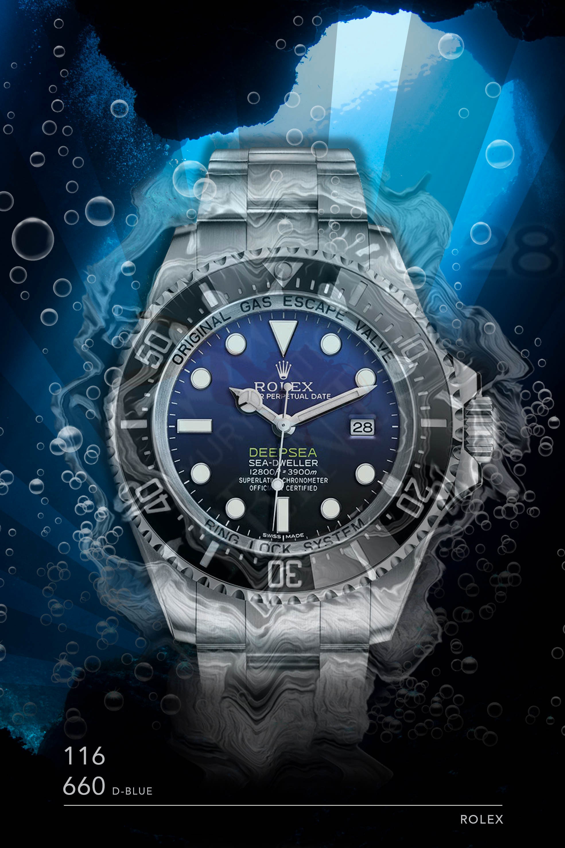 Rolex Submariner 16610LV kermit Watch Print on Canvas. Bold 