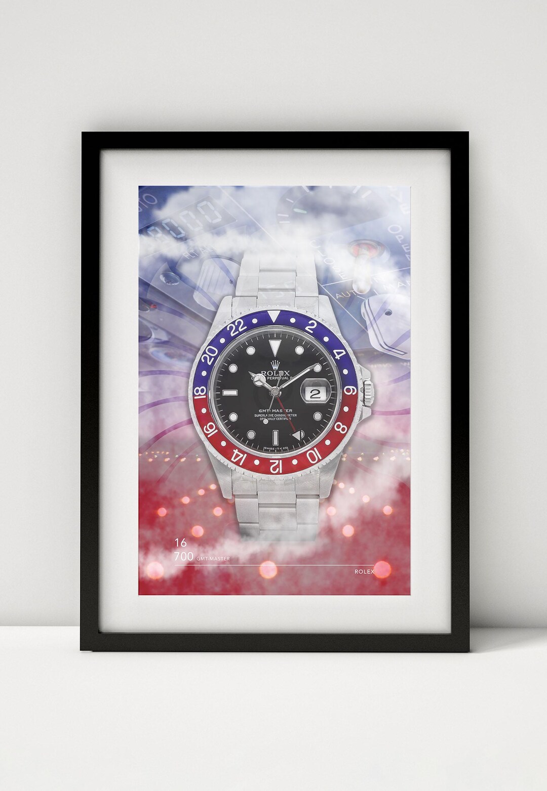 Rolex Pattern Graphics Rolex Gmt-master 116700 Watch Print. Bold Graphic Art on Canvas or ...