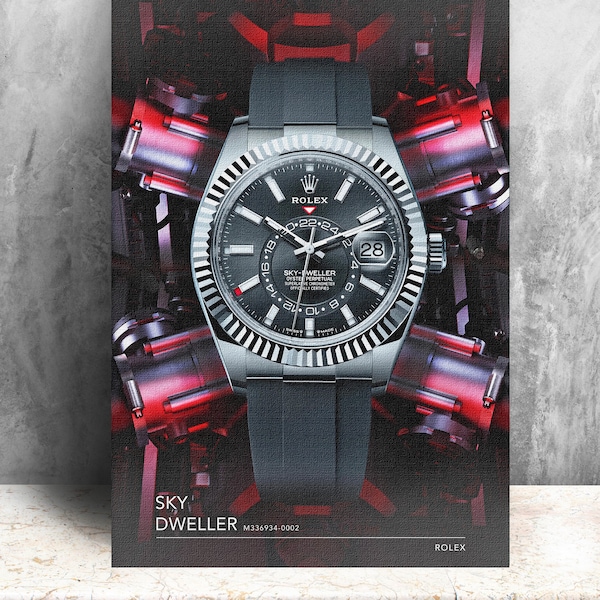 Rolex SkyDweller M336934-0002 watch print on canvas. Bold graphic art on canvas