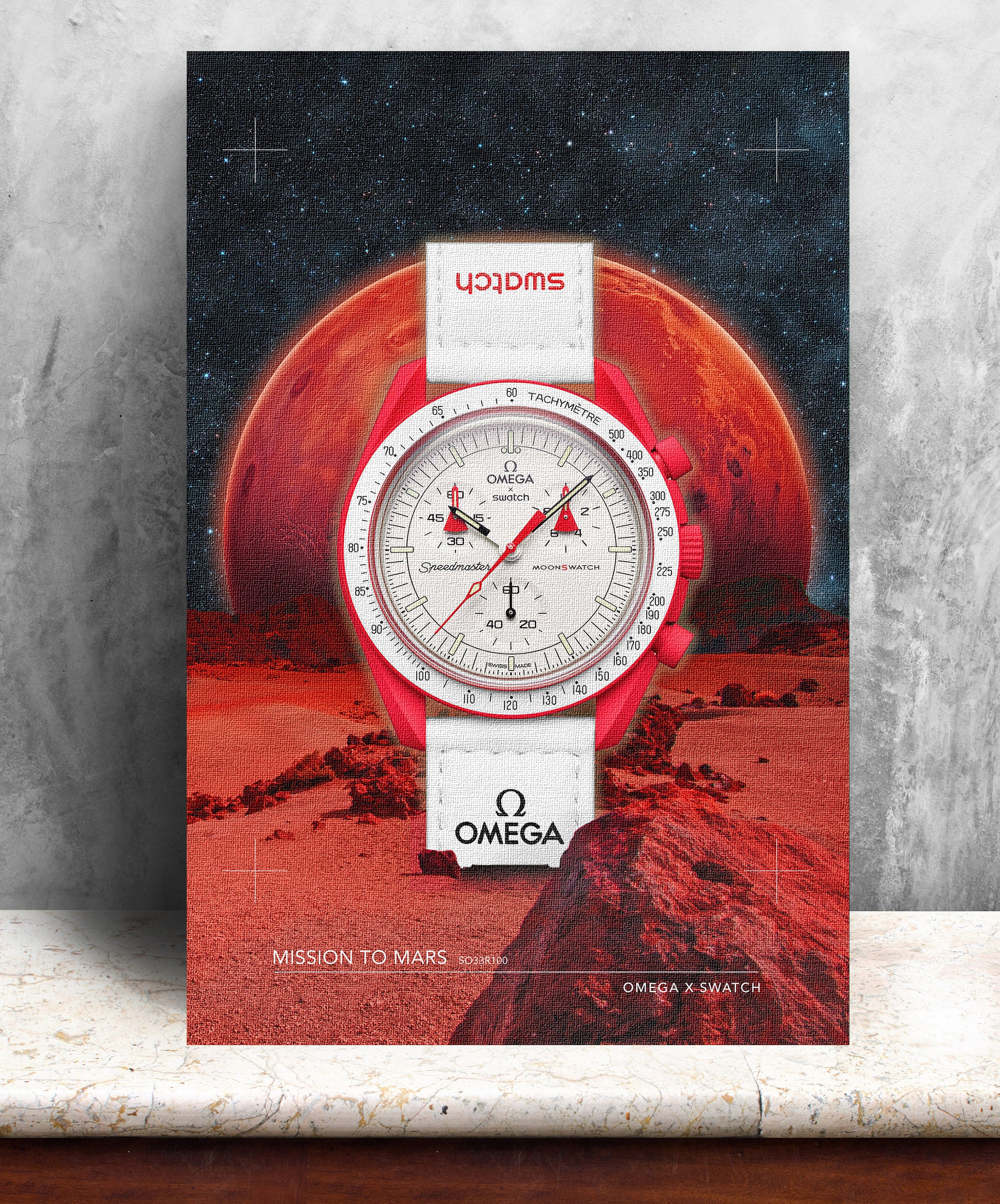 OMEGA X SWATCH Mission to Mars. Print on Canvas. Bold Graphic