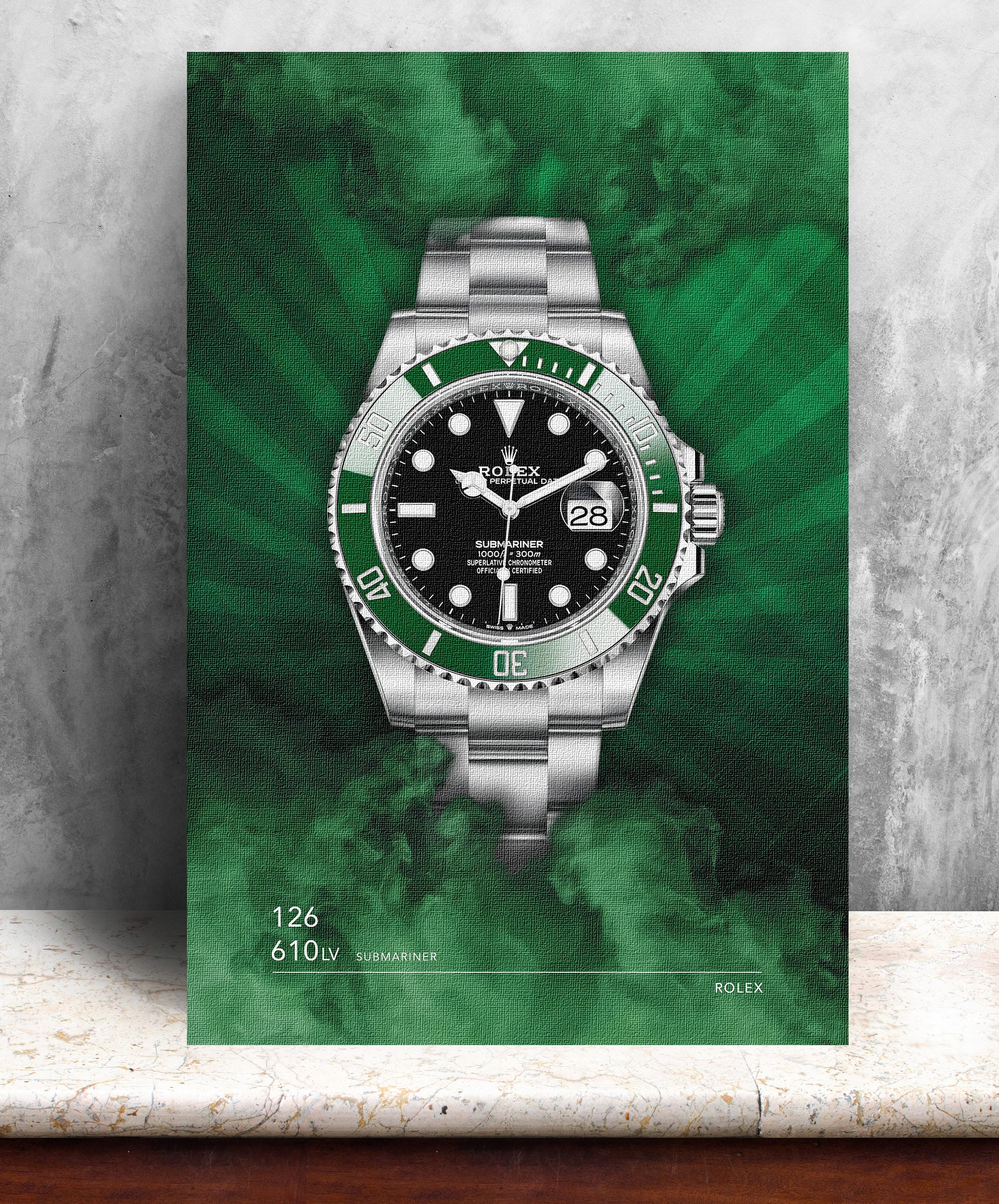 Rolex SUBMARINER-126610LV Watch Print on Canvas. Bold Graphic - Etsy