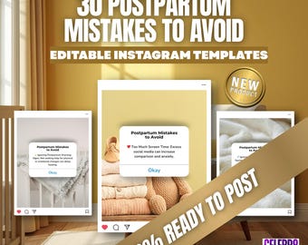 Postpartum Doula Instagram-sjablonen, socialmediaposts voor nieuwe moeder, postnatale zorgcanva, marketing voor opvoedingsondersteuning, posts voor moederwelzijn