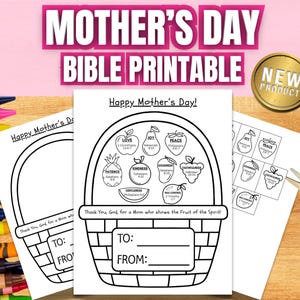 Manualidad bíblica para el Día de la Madre, Biblia imprimible para el Día de la Madre, Imprimible para la Escuela Dominical del Día de la Madre, Actividad para colorear imprimible para la Iglesia del Día de la Madre