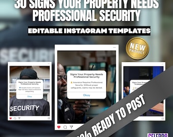 Security Guard Services Social Media Posts, Property Security Business Instagram Templates, Residential & Commercial Security Services Canva