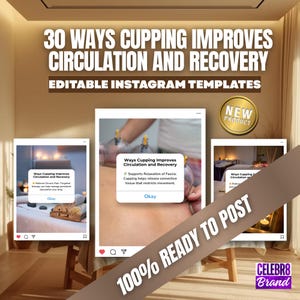 Cupping Massage Therapy Instagram Templates, Cupping Social Media Posts, Massage Spa Marketing, Massage Therapy Editable Canva Templates