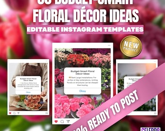 Florist Instagram Post Template, Florist Social Media Post, Flower Shop Social Media Posts, Wedding Florist Post, Flower Social Media, Canva