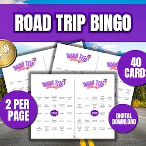 Bingo de viaje por carretera para adultos, Bingo de viaje por carretera para niñas, juego de coches para adultos, bingo de viaje por carretera imprimible, juego imprimible de viaje por carretera, tarjeta de bingo de viaje por carretera