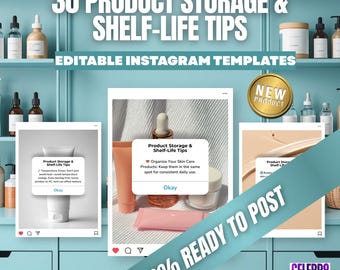 Product Storage & Shelf Life Tips, Skincare Business Social Media Templates, Skincare Product Instagram Posts, Esthetician Instagram Posts