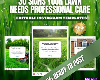Lawn Care Instagram Post, Lawn Care Tips Social Media Template, Lawn Care & Gardening Business Editable Canva Template, Lawn Care Specialist
