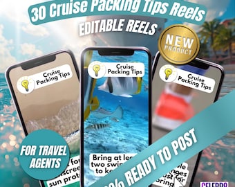 Cruise Packing Tips Reels, Cruise Posts for Travel Agents, Cruise Instagram Reels, Cruise Social Media Templates, Cruise Marketing Ideas