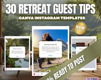 Wellness Retreat Social Media Templates, Wellness Retreat Instagram Posts, Retreat Organizer Instagram Templates, Retreat Planner Templates