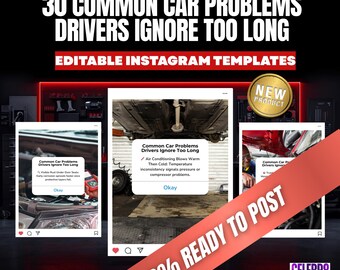 Auto Repair Social Media Templates, Mechanic Instagram Posts, Car Mechanic Canva Templates, Automotive Car Repair Marketing, Editable Posts