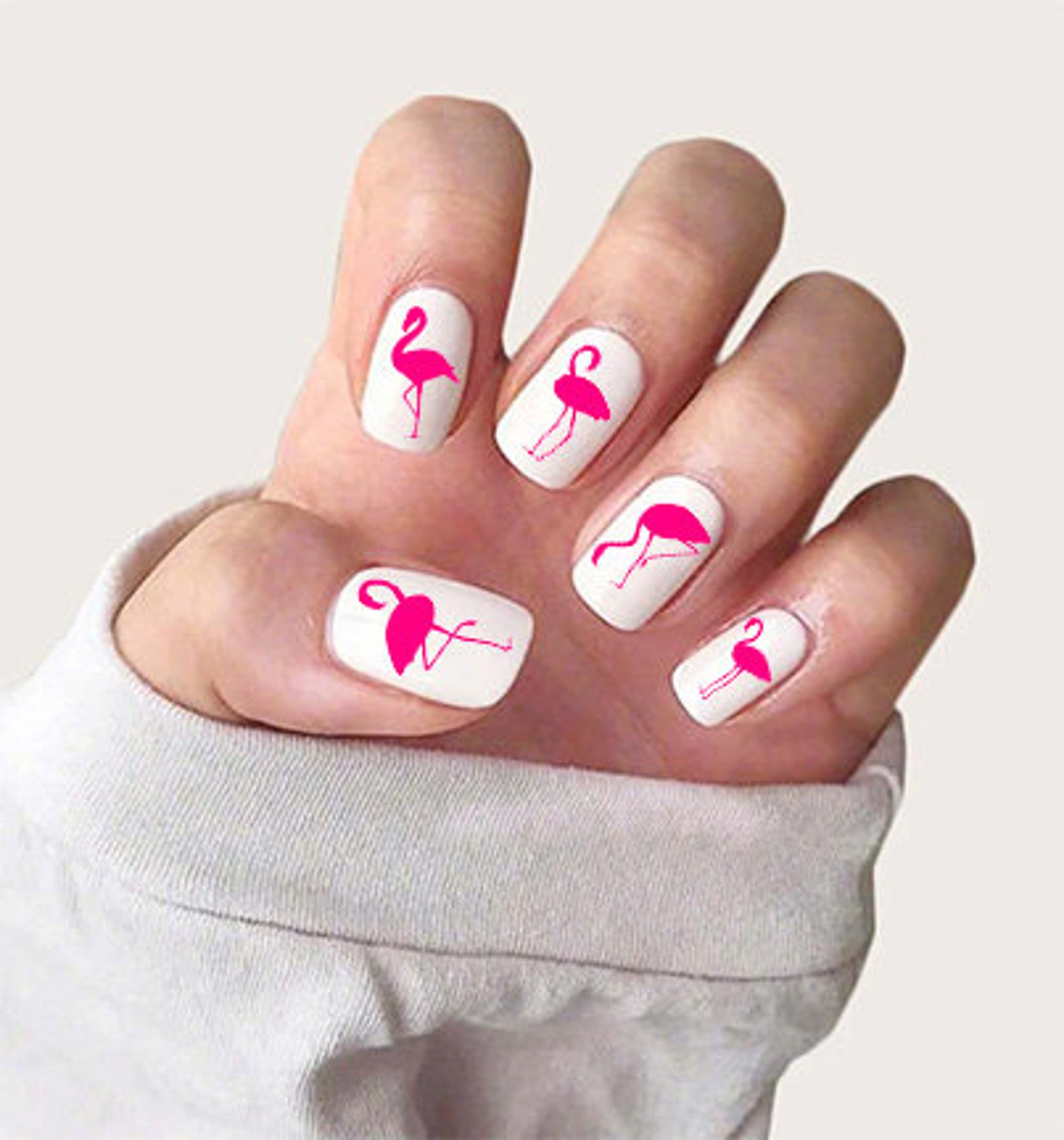 Pink Flamingo Nail Decals / Pink Flamingo Stencil Nail Art / Etsy