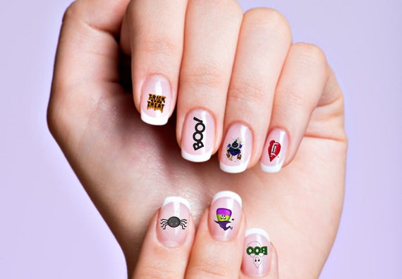 Halloween Nail Decals Witch Nail Decals Boo Nail Decals Etsy Halloween Nail Decals Witch Nail Decals Boo Nail Decals Etsy