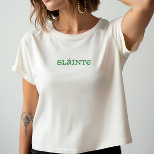 Sláinte Women&#39;s T-Shirt | Minimal St. Patrick&#39;s Day Top Casual Graphic Tee | Perfect for St. Patrick&#39;s Day