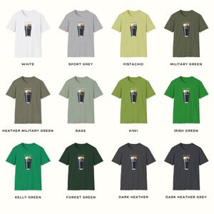 Puede incluir: Un conjunto de 12 camisetas con un gr&aacute;fico de una pinta de cerveza Guinness. Las camisetas est&aacute;n disponibles en una variedad de colores, incluyendo blanco, gris deportivo, pistacho, verde militar, verde militar jaspeado, salvia, kiwi, verde irland&eacute;s, verde Kelly, verde bosque, gris oscuro jaspeado y gris oscuro jaspeado.