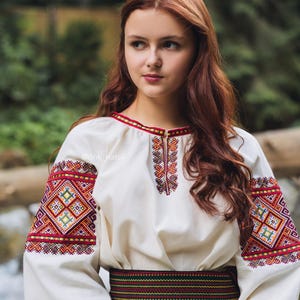 Ukrainian Carpathian Vyshyvanka Blouse for Women – Handmade Embroidered Traditional Shirt, Boho Style, Perfect for Festive or  Wedding
