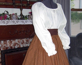 Civil War Dress – Caramel Paisley Cotton, 3-Piece Pioneer Outfit