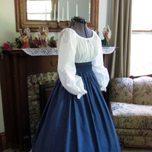 Civil War Era Western Trek Pioneer Victorian Dress - Antique Design in Blue; All Three Pieces Included