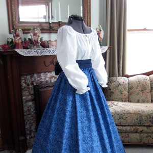 Civil War Era Western Trek Pioneer Victorian Dress - Lovely Shades of Blue; All Three Pieces Included