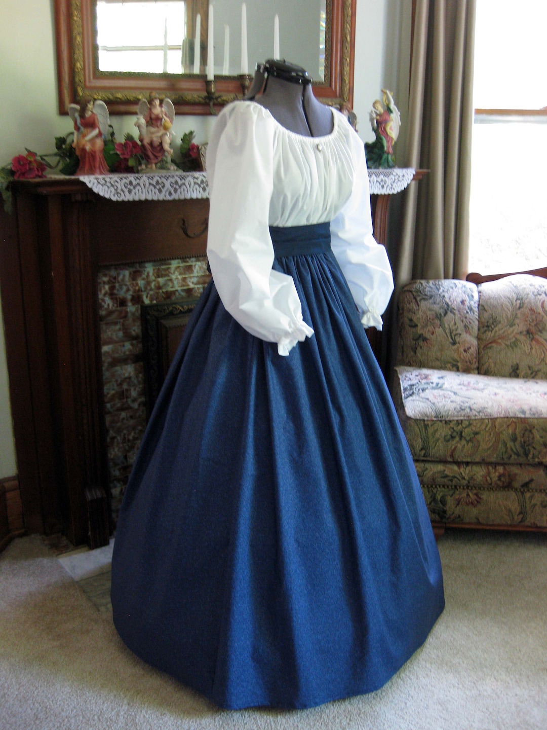 Civil War Era Western Trek Pioneer Victorian Dress Antique Design in Blue All Three Pieces Included Etsy