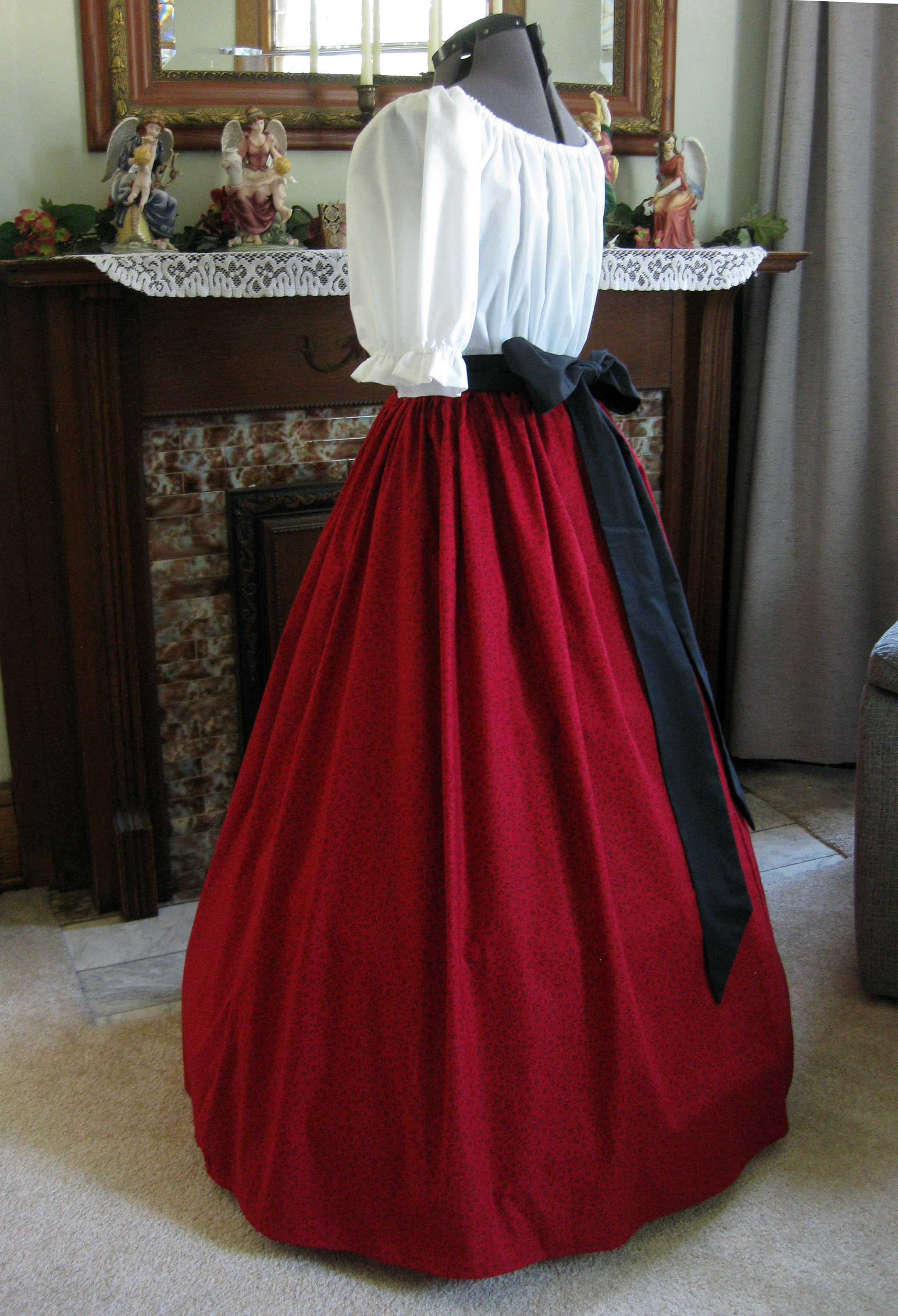 red pioneer dress Pioneer Dress,Bonnet,Pinafore ..for Kirsten or other 18 inch dolls  ..Special order ONLY