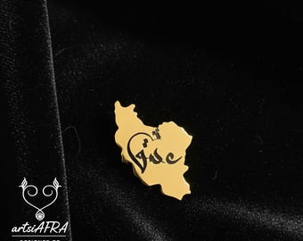 Persian Map Pin | 18k Gold Plated Stainless Steel | عشق | خطاطی