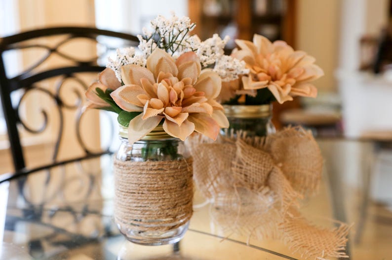 Burlap & Twine Rustic Mason Jars Etsy
