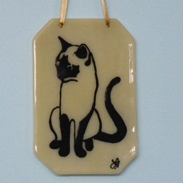 Fused Glass Siamese Cat Sun Catcher/Wall Hanging