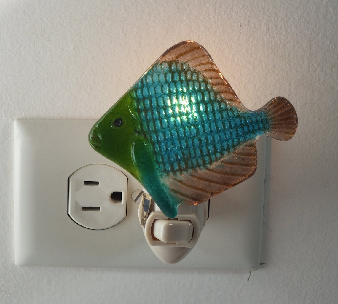 Fused Glass Tropical Fish Night Light with rotating plug Etsy