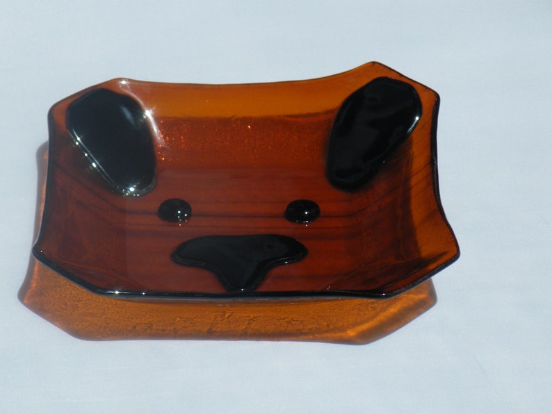 Fused Glass Dog Face Dish