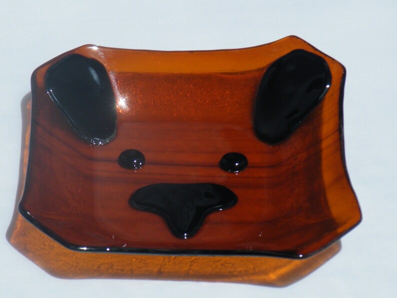 Fused Glass Dog Face Dish